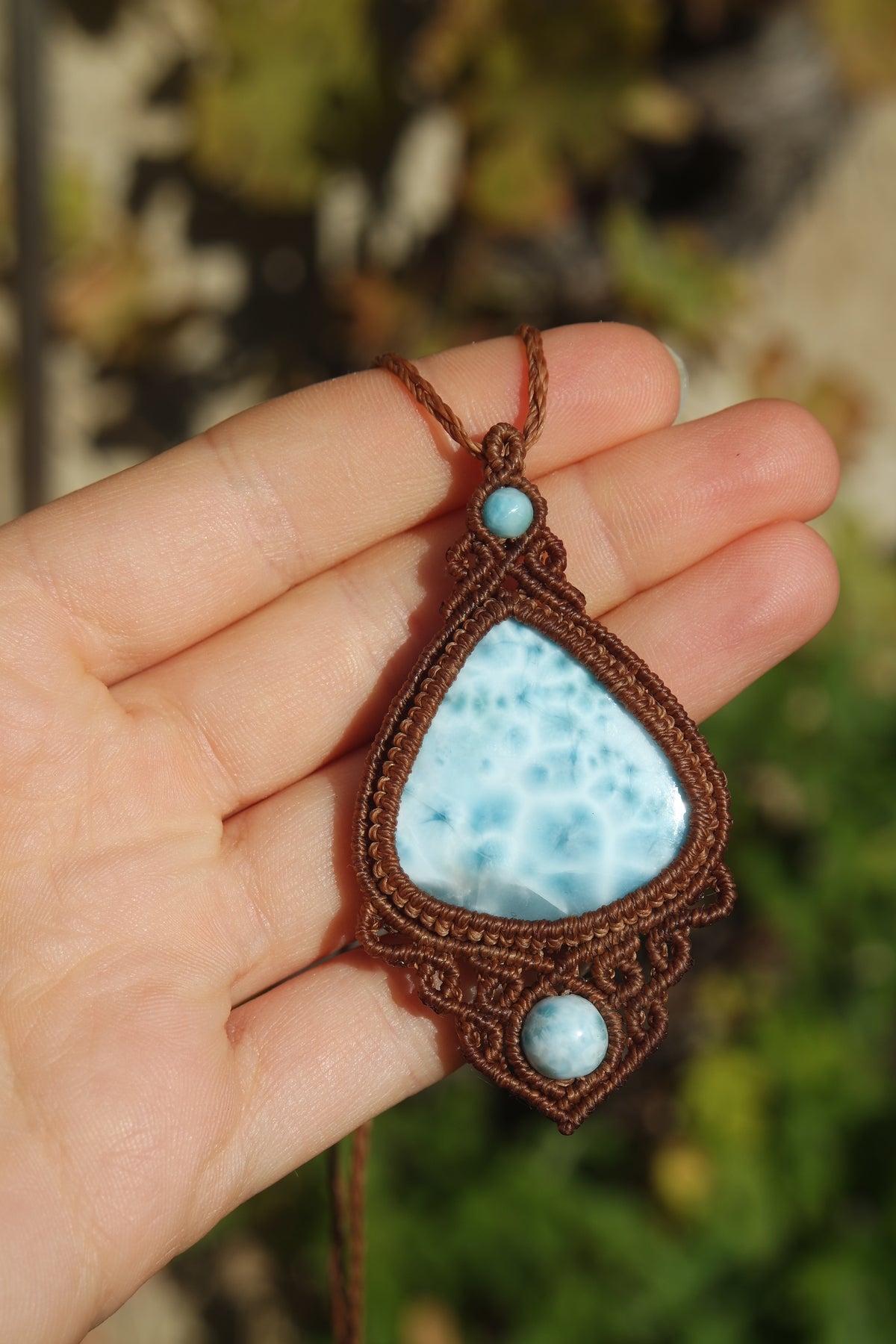 Larimar Makramee Kette