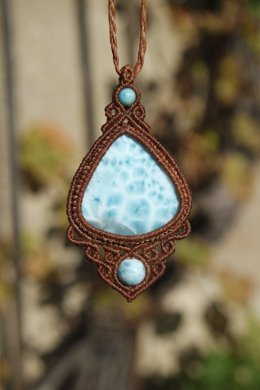 Larimar Makramee Kette