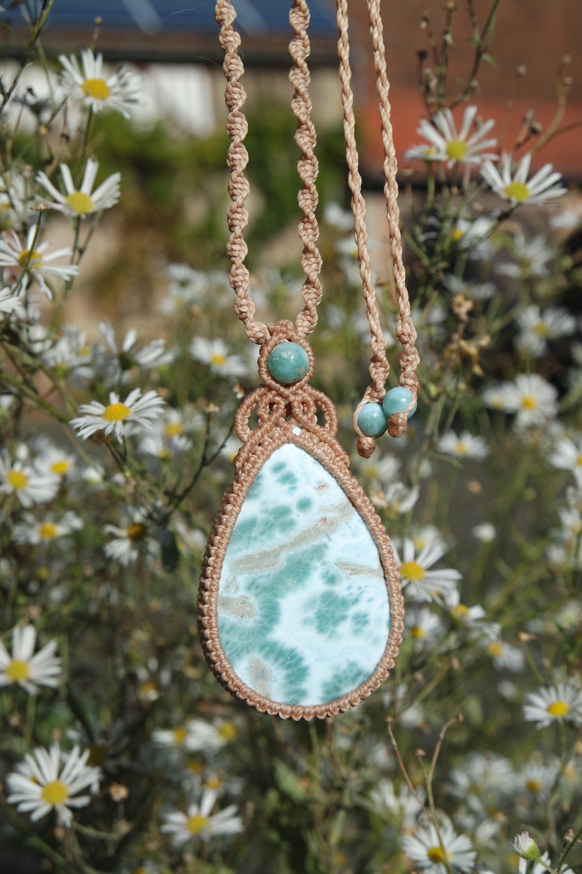 Larimar Makramee Kette