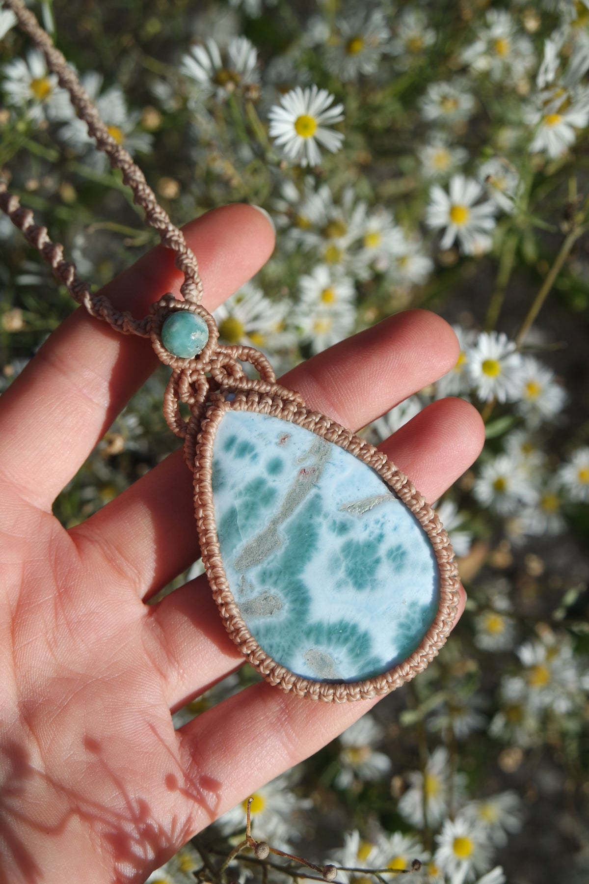 Larimar Makramee Kette