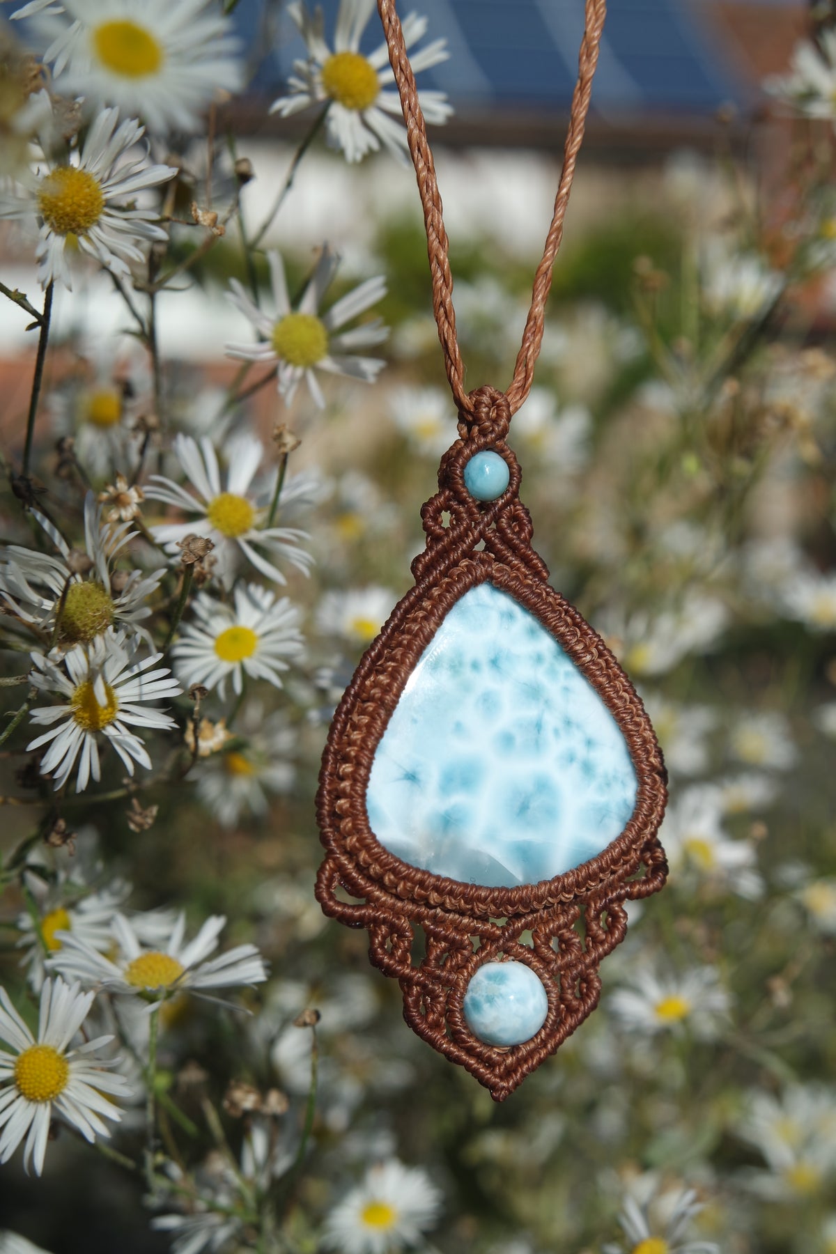 Larimar Makramee Kette