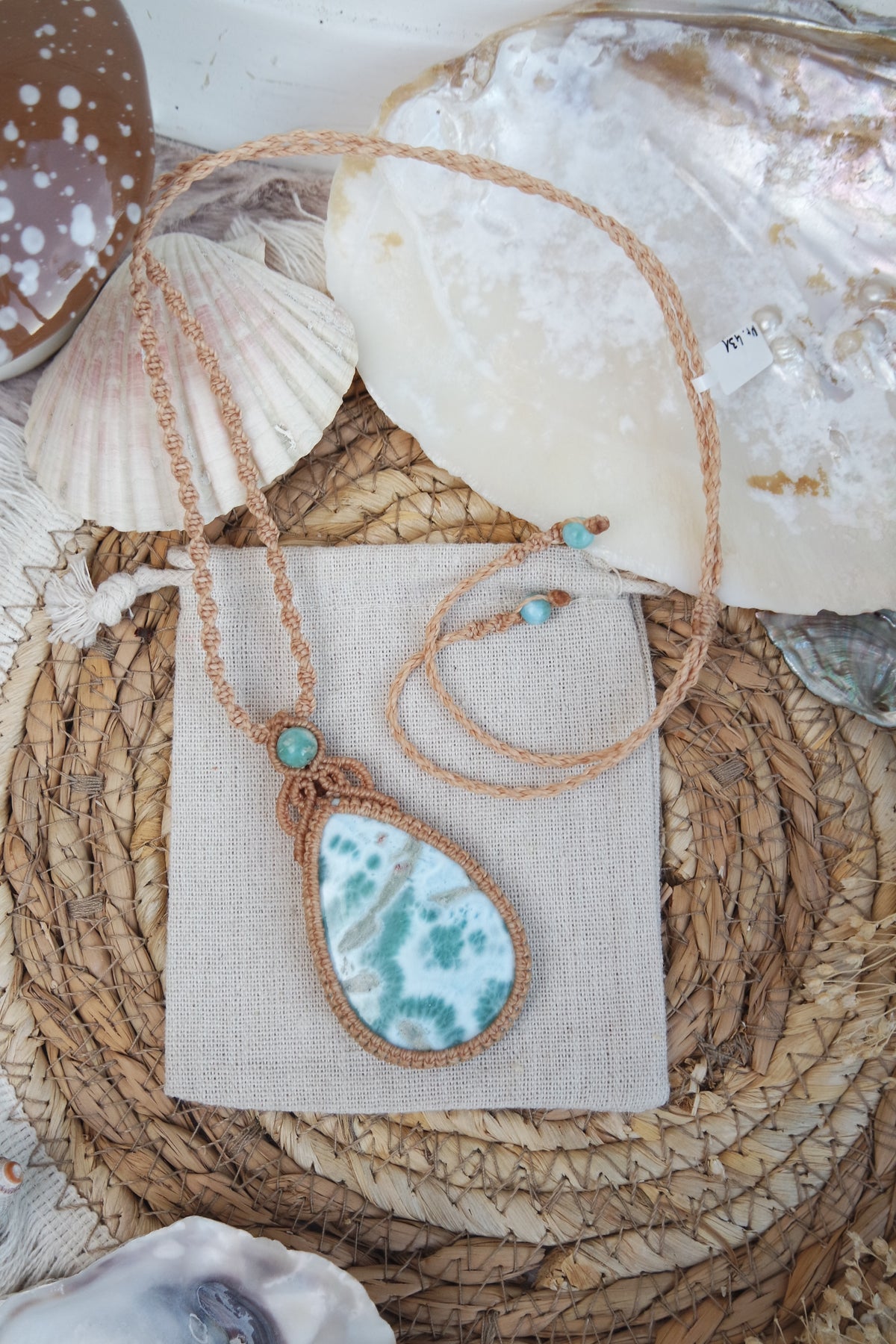 Larimar Makramee Kette