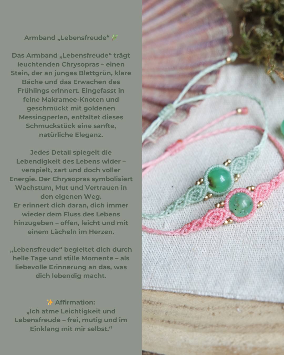 Crysopras Makramee Armand ~ LEBENSFREUDE