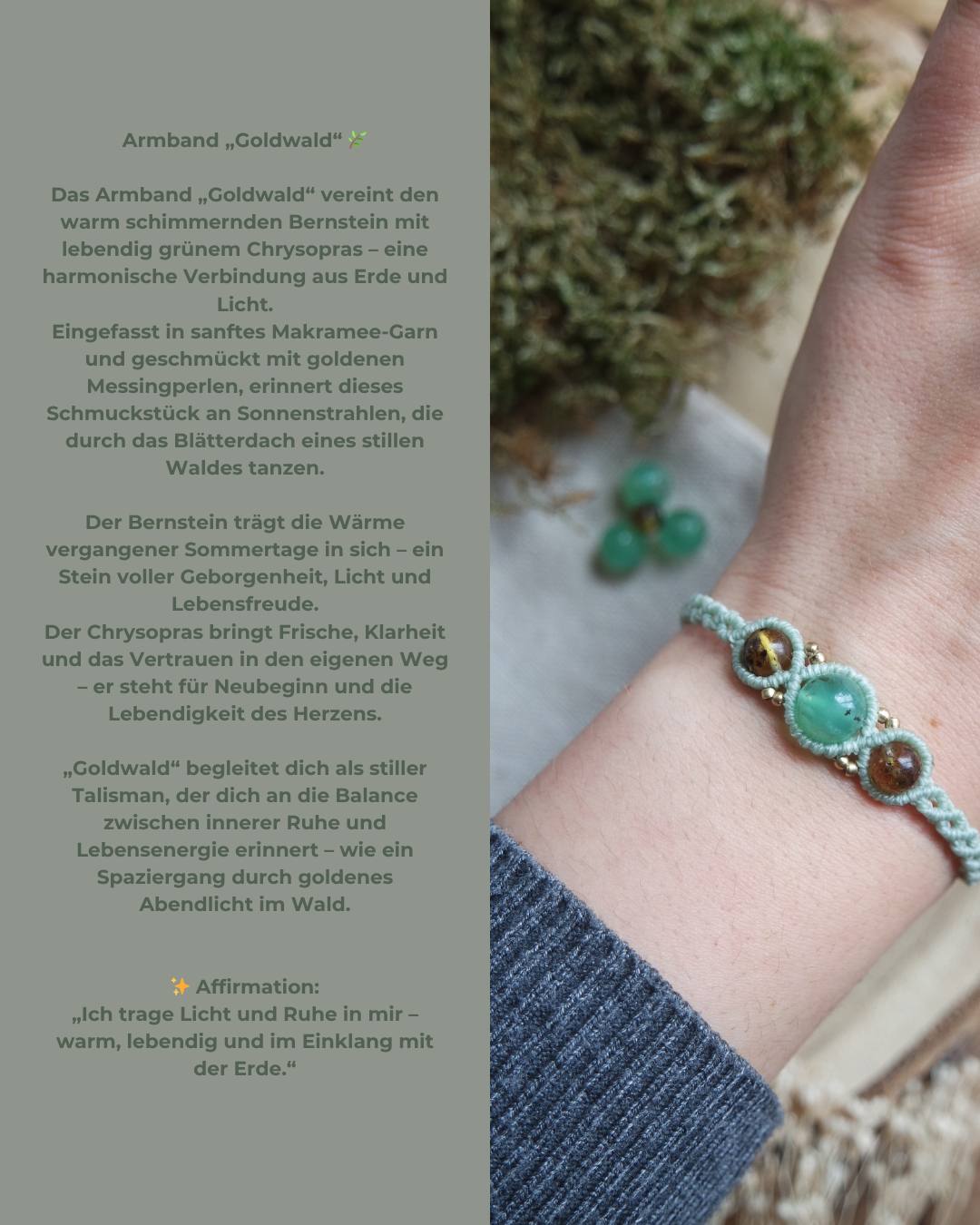 Crysopras & Bernstein Makramee Armand ~ GOLDWALD