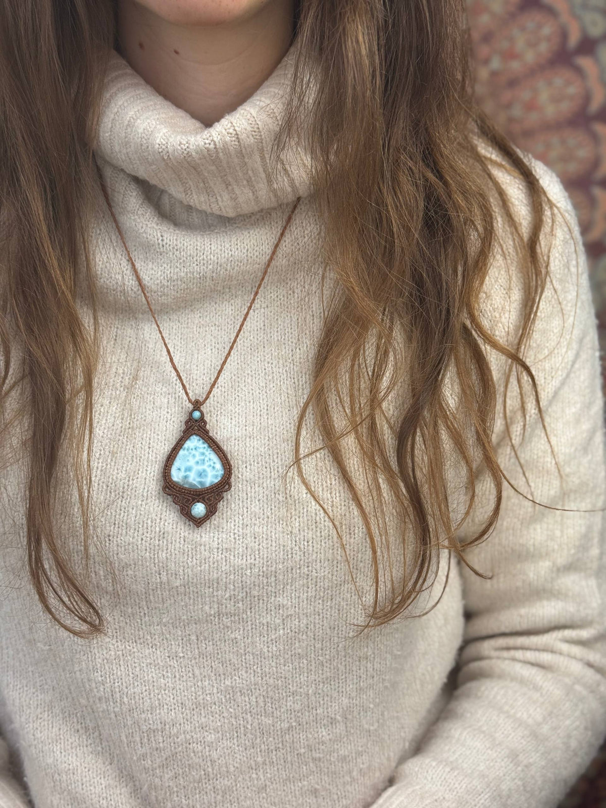 Larimar Makramee Kette