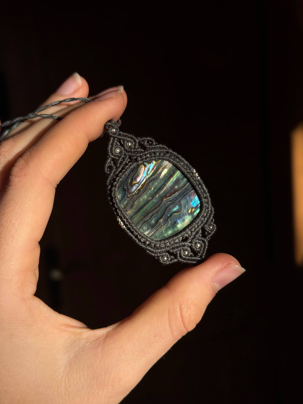 Abalone Makramee Kette ~ Waldschimmer