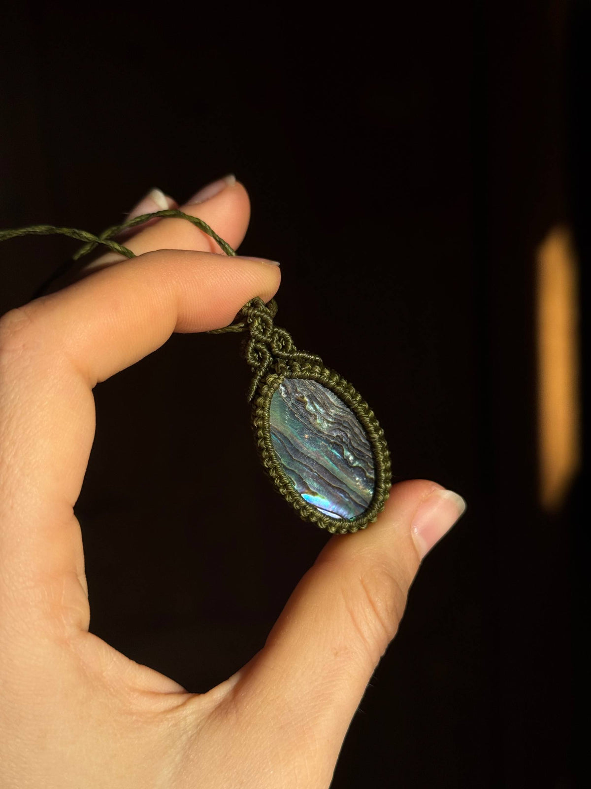Abalone Makramee Kette ~ Waldgeheimnis