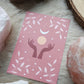 Mond, Sonne und Hand Postkarte