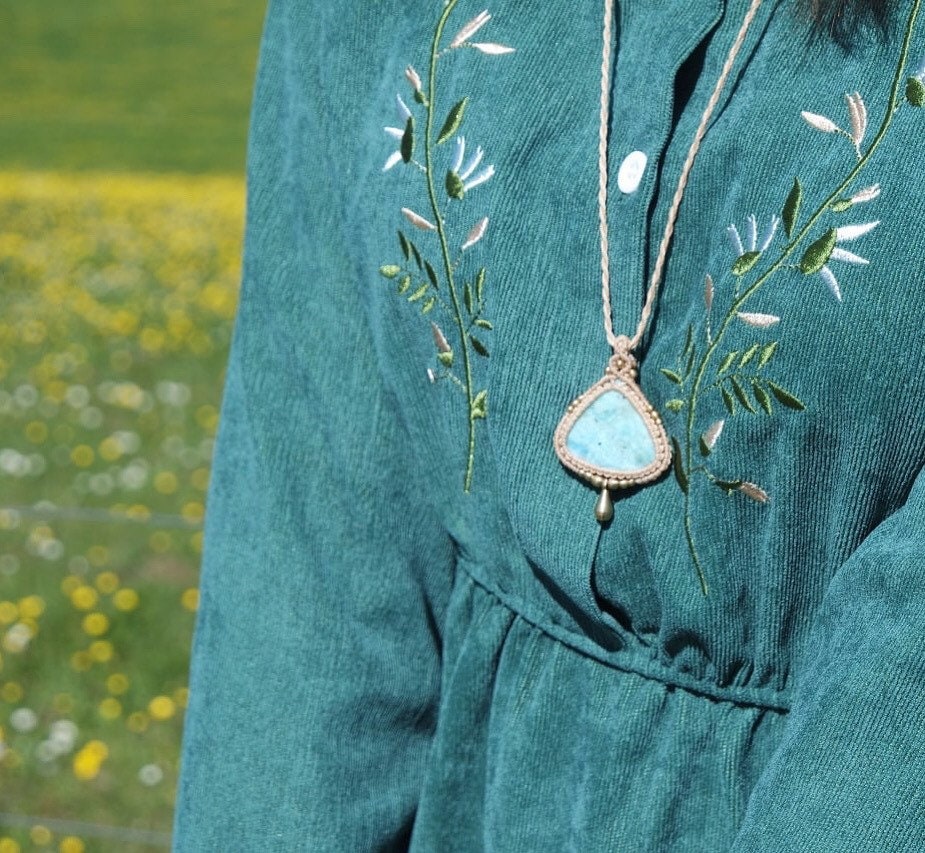 Larimar Makramee Kette