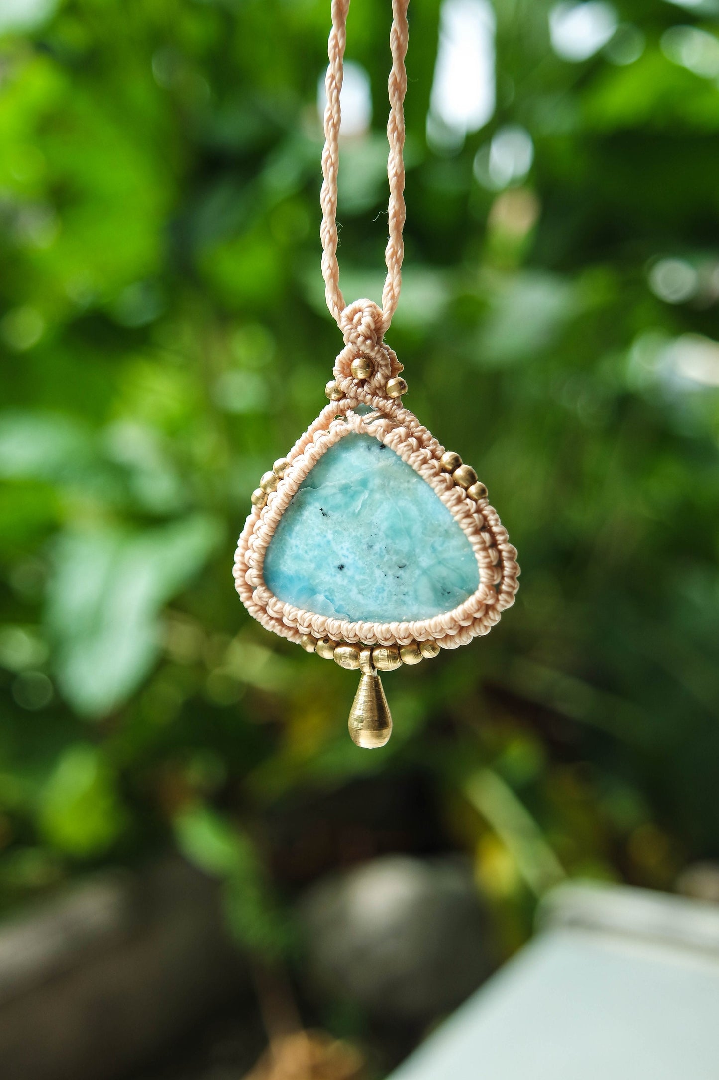 Larimar Makramee Kette