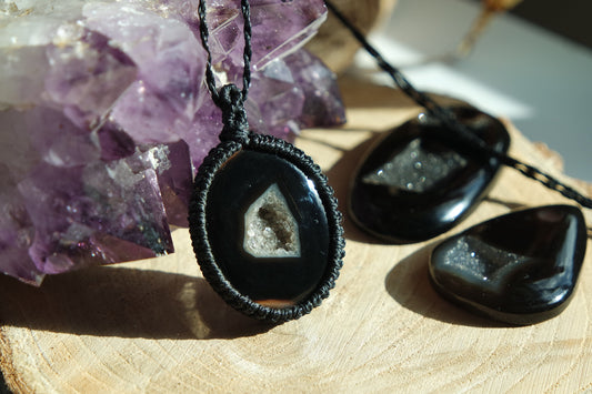 Große Onyx Drusy Kette