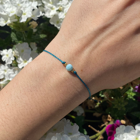 Filigranes Larimar Makramee Armband ~8